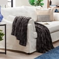 thumbnail image 2 of Chanasya Fuzzy Faux Fur Elegant Rectangular Embossed Throw Blanket - Plush Sherpa Microfiber Blanket for Bed Couch (60x70 Inches) Dark Gray, 2 of 9