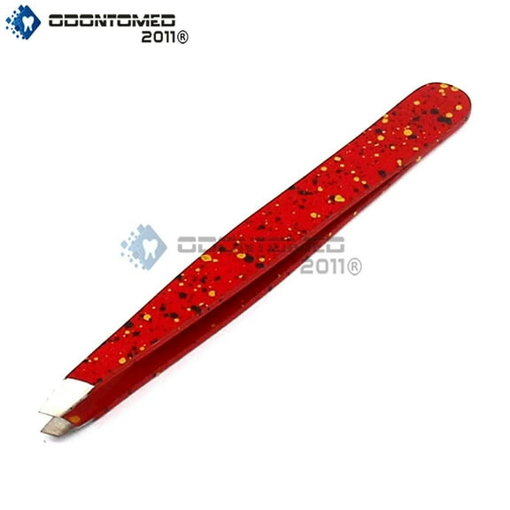 OdontoMed2011 Tweezers Red Professional Slanted Tip Hair Remover Makeup Eyebrow Tools