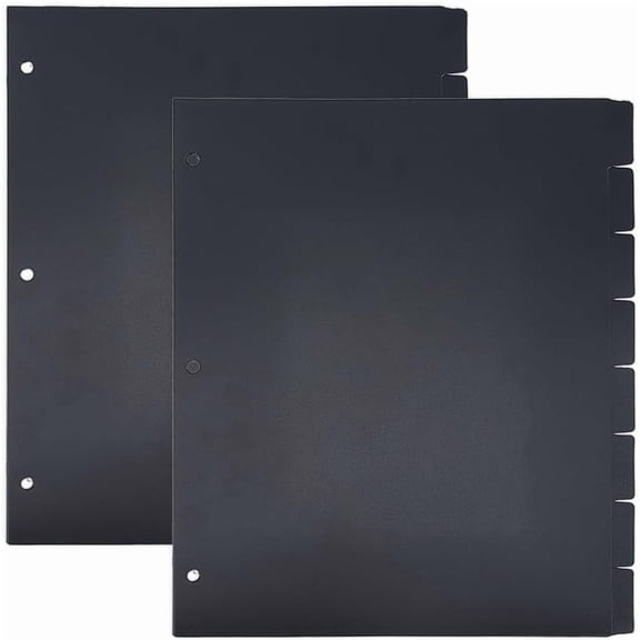 16 Sheets 3 Ring A4 Black Binder Dividers 8 Tab Binder Dividers PP Binder Dividers Plastic Discbound Notebook Index Divider for Planner Notebook Loose Leaf Binders Black