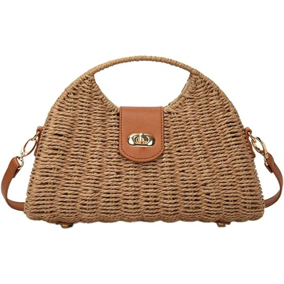 Straw Crossbody Bag for Women Hand Woven Rattan Beach Handbag Top Handle Shoulder Bags Purse for Travel Vacation