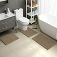thumbnail image 2 of 3 Pieces Bathroom Rugs, Ultra Soft Non Slip Absorbent Chenille Toilet Bath Mat Set (Taupe), 2 of 6