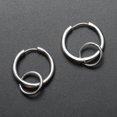 thumbnail image 1 of ziyahi Stainless Steel Hip Hop Silver Color Double Loops Dangle Earrings Piecring, 1 of 8