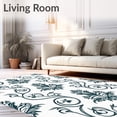 thumbnail image 2 of ODIKA 4'x6' Machine Washable Non-Slip Area Rug, Elegant Transitional Damask Scrollwork Botanical High Traffic Rug, Blue, 552296, 2 of 7