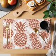 thumbnail image 2 of Red Pineapple Placemats Set of 8 Summer Botanical Tropical Fruits Place Mats Indoor Wipeable Table Mats Washable Cloth Dining Table Placemats for Kitchen Holiday Party Home Decor 13x19 Inch, 2 of 9