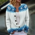 thumbnail image 3 of ZJXFGS Women Cardigan Sweater Fair Isle Sweater Lightweight Cardigans for Women Womens Boho Sweaters Womens Cable Knit Cardigan Sweater Jackets for Women 2025 Vintage Christmas Sweater Light blue XL, 3 of 7