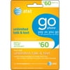 AT&T GoPhone $60 Unlimited Talk & Text Prepaid Card
