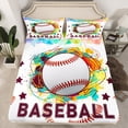 thumbnail image 2 of Feelyou Cartoon Baseball Sport Full Size Sheets, Fashion Watercolor Art Bed Sheets, Teens Kids Boys Girls Sheet Sets, Ultra Soft Bedroom Decor, 4pcs, 2 of 7