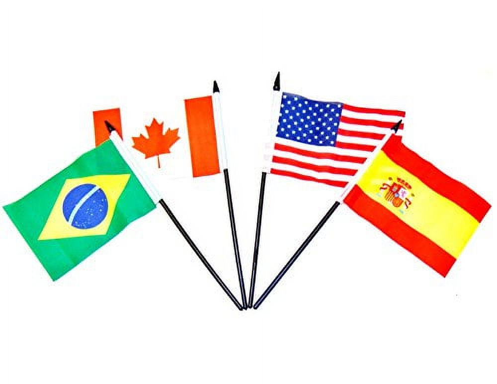G-20 (Group of 20) WORLD FLAG SET with BASE--20 Polyester 4"x6" Flags, One Flag for Each Country in in the G-20, 4x6 Miniature Desk & Table Flags, Small Mini Stick Flags