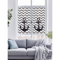 thumbnail image 4 of Non-Adhesive Static Cling Window Tint, Black Nautical Anchor Window Privacy Film Frosted, Gray Stripe Modern Wavy Lines Insulated Windows Frosted Films for Living room, 35.4 x 78.7 Inches, 4 of 9