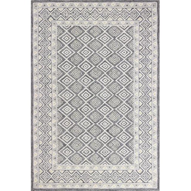Tapis de Zone 8 Pi. 6 Po. x 11 Pi. 6 Po. Collection Valencia Transitionnel 100 pour Cent Laine Tufté Main, Gris