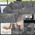 thumbnail image 2 of SEENYOO 135.5" Sectional Couch, Gray U Shaped Sofa for Living Room, Boneless Cloud Couch with Chaise,6-Seater, Corduroy Fabric, Freely Configurable Layout, 2 of 13