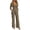 Khaki, variant on Pants Sets Women 2 Piece Outfits, Dressy V Neck Long Sleeve Twist Waist Buckle Textured Top & Wide Leg Pants Elegant Evening Dinner Pant Suit, 1 Top 1 Trouser Set, S-XL