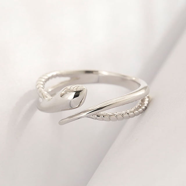 Fiudx Anillo Ajustable, Aleación Galvanizada, Elegante Anillo con Diseño de Serpiente, Anillos de Pareja Que No Se Deslustran, Ideal para El Día de San Valentín, Perfecto para Hombres y Mujeres, Mate