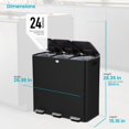 thumbnail image 6 of Home Zone Living 24 Gallon Triple-Compartment Stainless Steel Kitchen Trash Can with Step Pedals and Soft-Close Lids, Black, 6 of 7