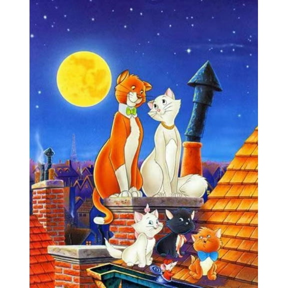 Diamond Painting Kits for Adults, Diamond Painting Stitch Gem Art Craft DIY Home Wall Decor 12x16inch (The Aristocats Diamond Painting)