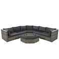 thumbnail image 4 of 6 Pieces Outdoor Patio Furniture Set Outdoor Sectional Rattan Sofa Set Manual Wicker Patio Conversation Set with Ottoman, Cushions and Small Trays for Yard Deck Porch(Grey), 4 of 9