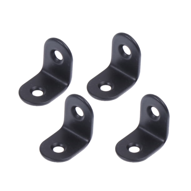 20 soportes de esquina para estantes de acero inoxidable grueso en forma de L, soporte de ángulo para estantes, soporte para colgar en la pared, color negro