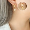 thumbnail image 2 of Asymmetrical zircon inlaid earrings, stone geometric star square earrings, beautiful earrings, 2 of 4