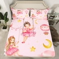 thumbnail image 2 of Manfei Kawaii Girl Full Size Sheets,Lovely Elf Princess Bed Sheets,Yellow Moon Stars Sheet Sets For Teens,Ultra Soft Home Decor,4-Piece, 2 of 7