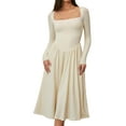 thumbnail image 2 of Women'S Spring and Autumn Fashion Square Neck Long Sleeve Casual A-Line Midi Dress  L, 2 of 8