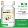 thumbnail image 2 of Maxi Health Iron Supplement – 25 mg Gentle Chelated Tablets – Iron Deficiency Support – 100 Count, 2 of 9