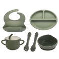 thumbnail image 1 of Lindbes 6pcs Simple Silicone Dining Sets  Classic Durable Dusty Blue Cutlery Sets For Babies, 1 of 7