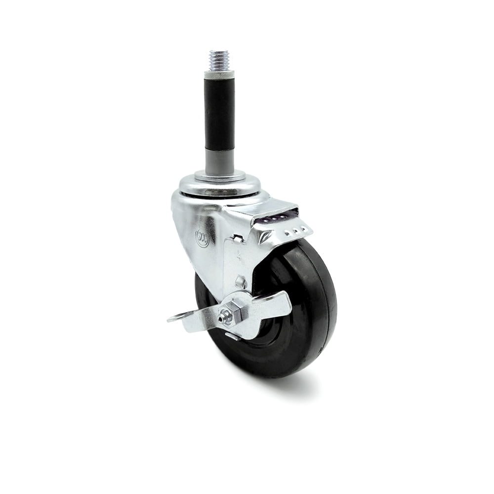 Hard Rubber Swivel Expanding Stem Caster w/4" x 1.25" Black Wheel and 3