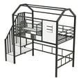 thumbnail image 6 of Harper & Bright Designs Twin Size House Bed Metal Loft Bed with Storage Box on Roof Design, Storage Staircase Loft Bed Frame with Under Bed Space for Boys Girls, Black, 6 of 12