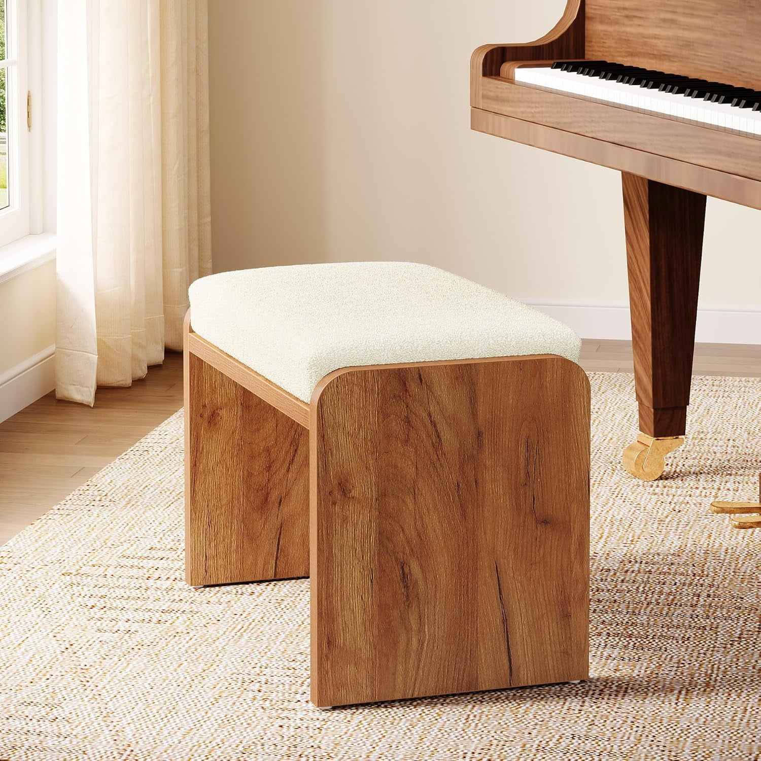 Entryway Bench with Removable Cushion, Upholstered Shoe Bench