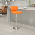 thumbnail image 2 of Flash Furniture Jeremy Contemporary Orange Vinyl Adjustable Height Barstool with Vertical Stitch Back and Chrome Base, 2 of 12