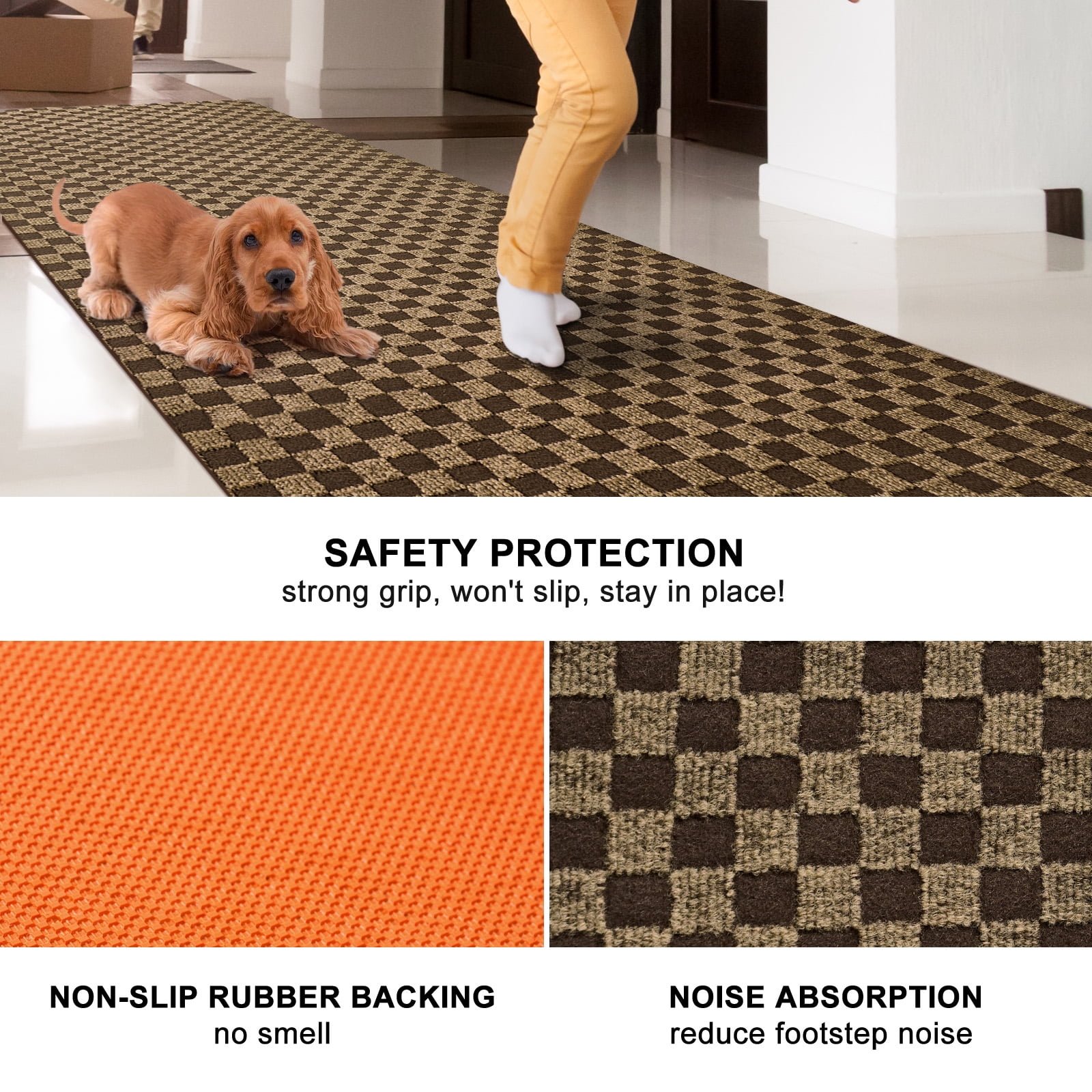ANTPOP 3' x 6' Runner Rugs with Rubber Backing Outdoor Indoor Utility Non Slip Carpet for Hallway Custom Size Area Mat for Entryway Balcony Patio Kitchen Garage Stair Laundry