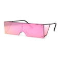 thumbnail image 1 of SA106 Mirrored 80s Retro Squared Rectangle Side Visor Robotic Sunglasses Gold Pink, 1 of 4