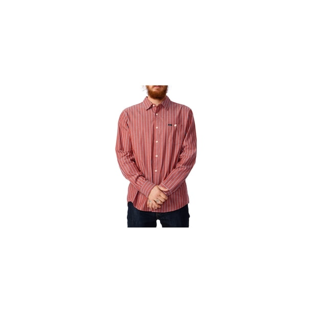 RVCA The Filter LS Button Up Shirt para Hombre, Rojo, XX-Large RVCA Botones al frente