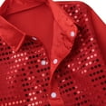 thumbnail image 4 of MSemis Kids Boys Shiny Sequin Hip-Hop Jazz Choir Shirt and Hat Dance Outfits Red 11-12, 4 of 7