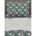 thumbnail image 3 of Leaves Comforter & Sham Bedding Set, Petals Floating on the Water Oriental Style, 3 pcs Duvet Set Microfiber Filling Quilt, 5 Sizes, Laural Green Multicolor, by Ambesonne, 3 of 4
