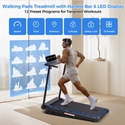 3.5HP Foldable Walking Pad with Incline & Handle, LED Display, 0.6-10MPH, 400LBS Capacity Portable Treadmill for Home Workouts