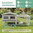 thumbnail image 5 of Historyli 60Inch L Large Rabbit Hutch,Expandable 2-Story Wooden Bunny Cage with Non-Slip Ramp,Large Playpen,Hinged Roof & Pull-Out Tray,Grey, 5 of 9