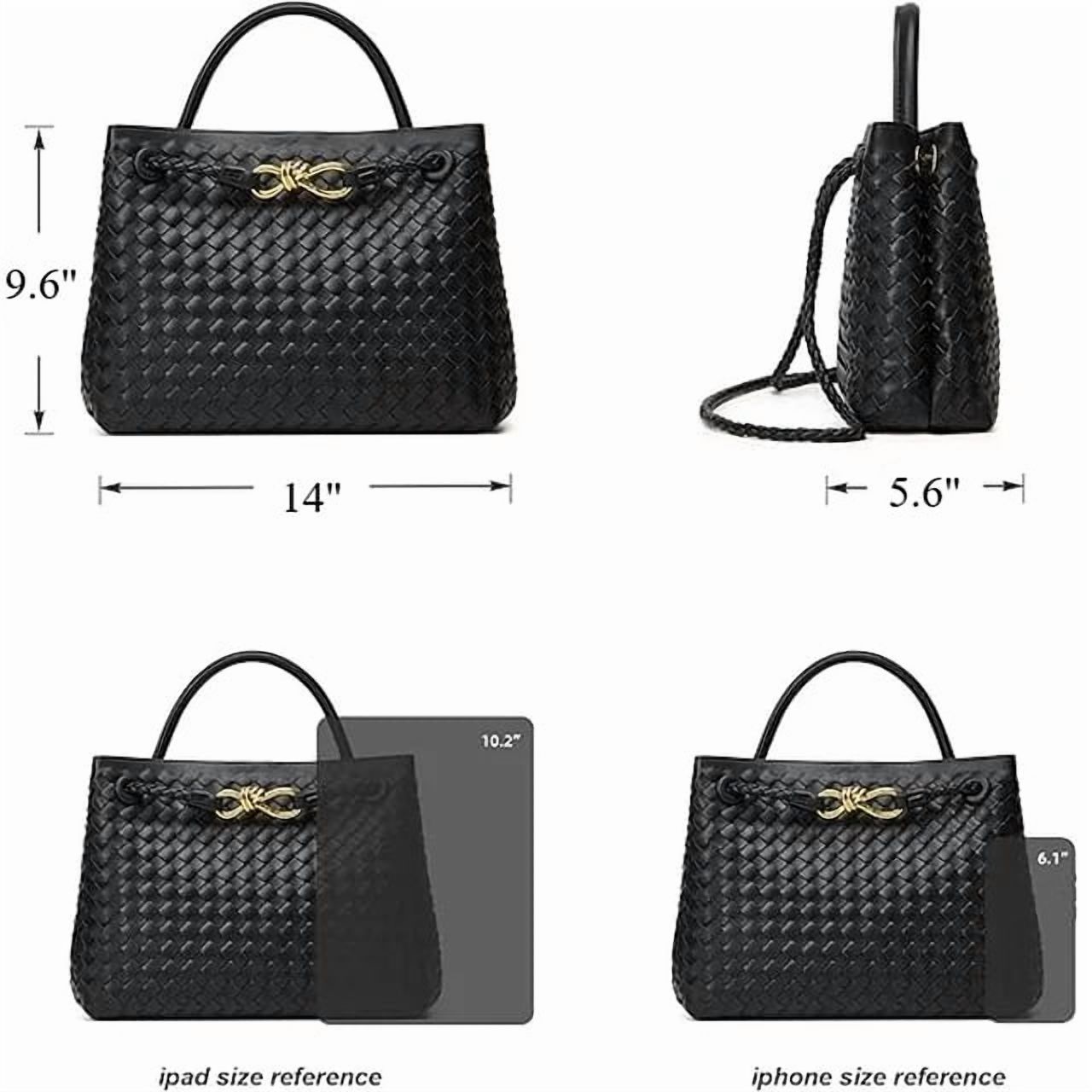 Large Tote Purse Woven Bag for Women Crossbody Handbag: Vegan Leather Small Tote Purse - Bowknot Satchel