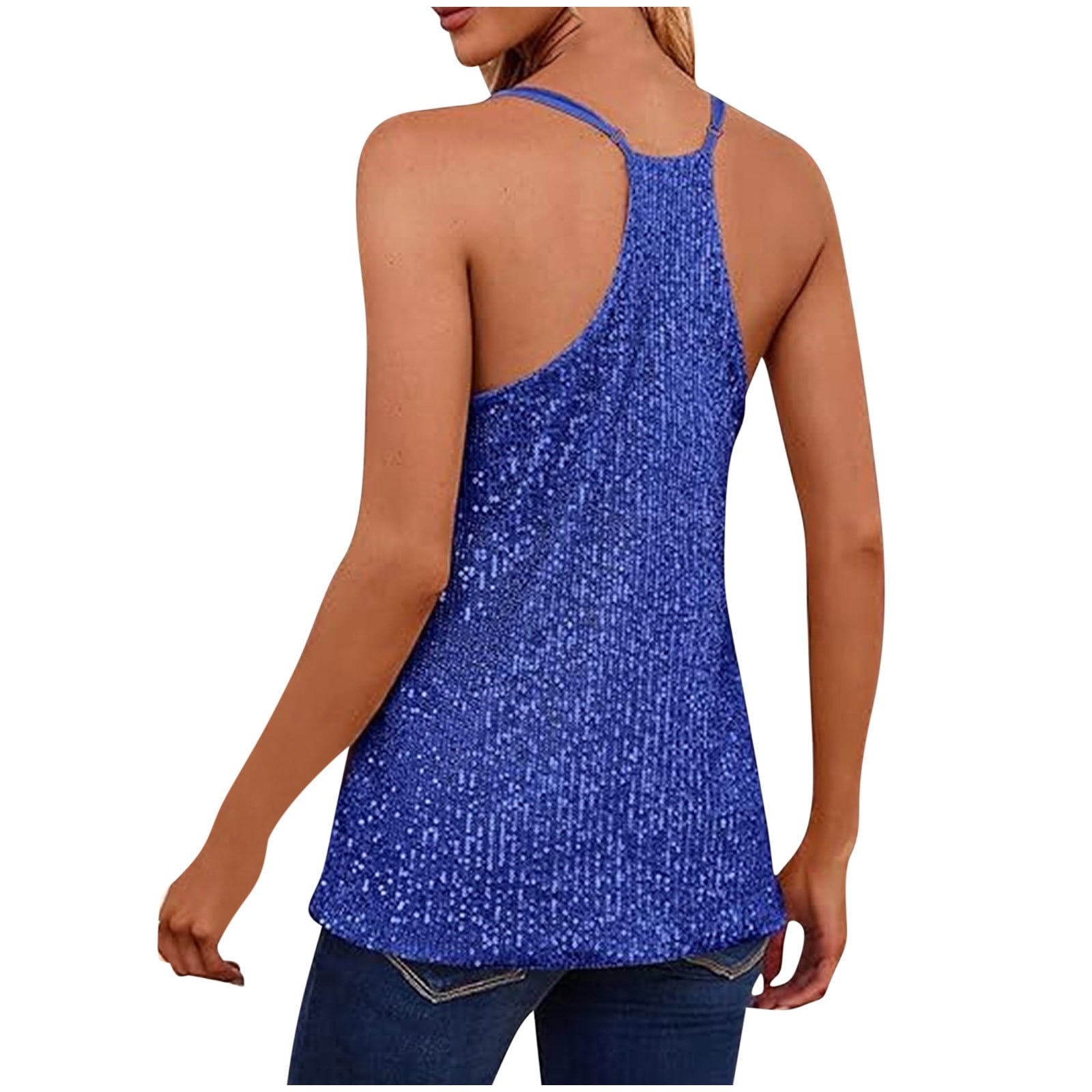JGGSPWM Trendy Sequin Tank Tops for Women Casual Sleeveless