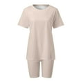 thumbnail image 5 of Ketyyh-chn99 Sweatsuit Set for Women Ladies Shorts Tracksuit Outfits Jogging Workout Short Set Summer Gym Suits Sweatsuit Khaki,XL, 5 of 5