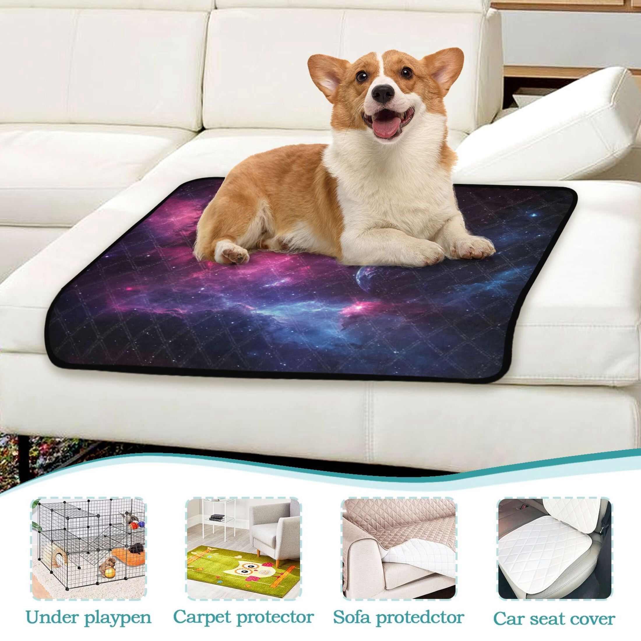 Washable Pet Pee Pads with Super Absorbent Reusable Training Pads for Dogs & Cats Vibrant Space Background