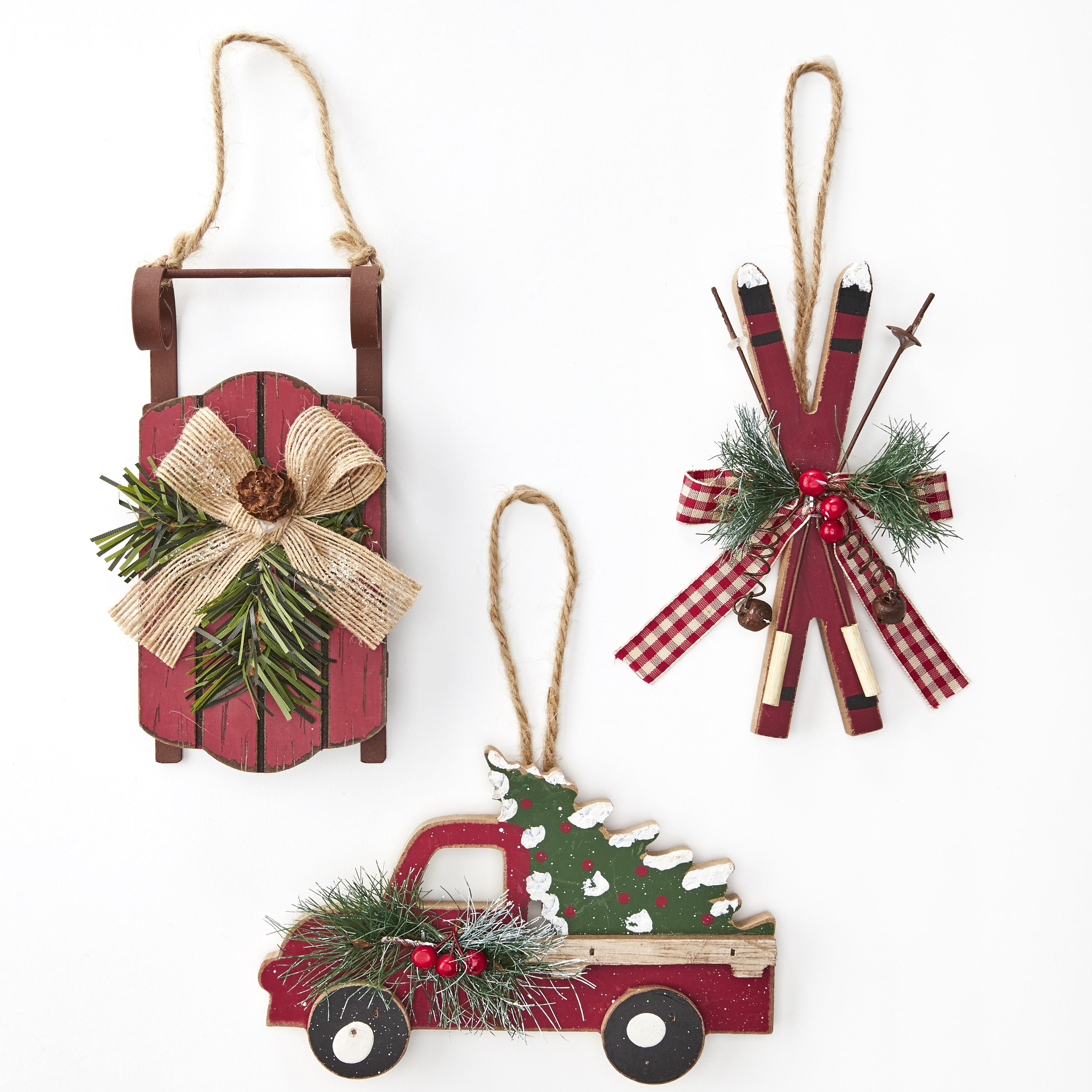 Primitive Christmas Rusty Barn Star Believe Burlap Ornament Gift Card Holder S/3 