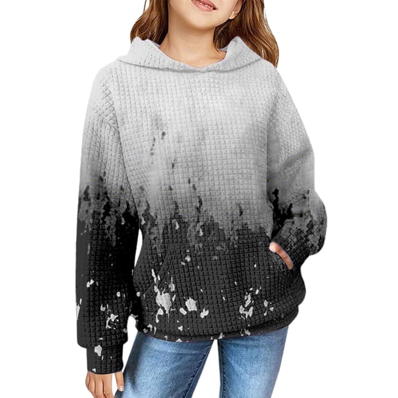 Mercatoo 𝗛oodie Girls Oversized Crewneck Sweatshirts Casual Hooded Flower Gradient 𝗛oodie Clothes Fall Fashion Outfits