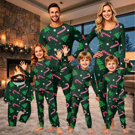 Lvotionpl 2026 Family Matching Christmas Pajamas Set, Christmas PJs for Men Women s, Long Sleeve Tops and Pants, Holiday Family Sleepwear, Xmas Pajama Sets