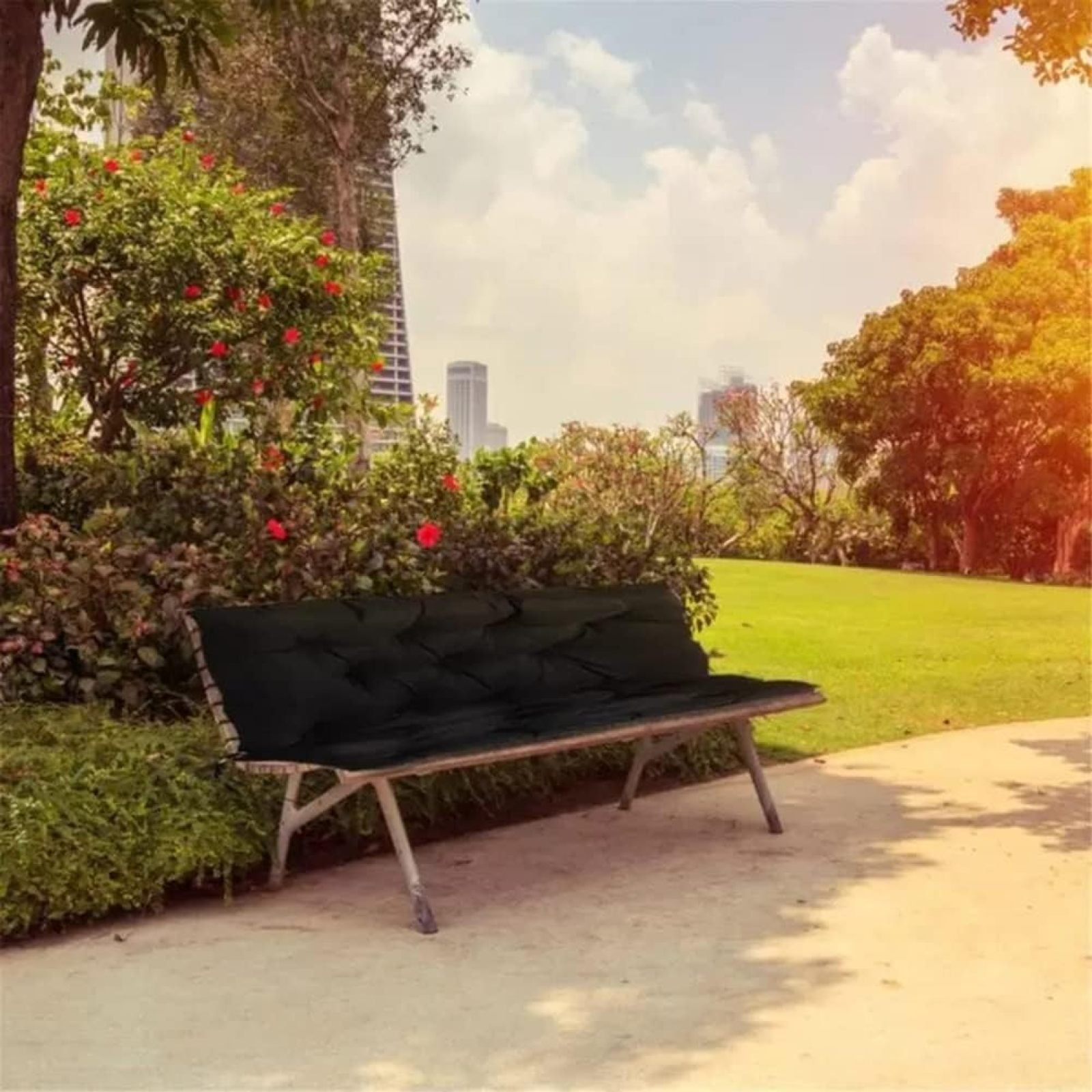 SQDWYGG Outdoor Swing Cushions with Backrest, 2 or 3 Person Seat Bench Replacement Waterproof Cushion for Outdoor Patio Porch Garden Furniture Swing Chair,Black,47.2x39.4in