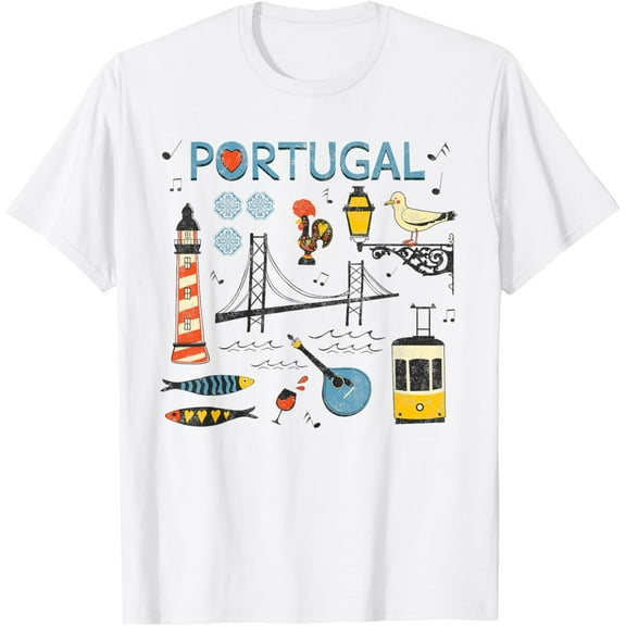Travel Europe Portugal Lisbon Portuguese Vacation Souvenir T-ShirtMen and women, White T-shirt, size: Extra large