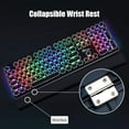 thumbnail image 3 of Typewriter Keyboard, Retro Mechanical Gaming Keyboard Wired 108 Keys with RGB Backlit Sidelight, Detachable Wrist Rest, Round Keycaps Blue Switches - Black, 3 of 8
