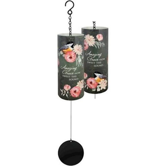 Carson Home Accents 397532 Varnish Cylinder Sonnet Amazing Grace How Sweet The Sound Wind Chime - 18 in.