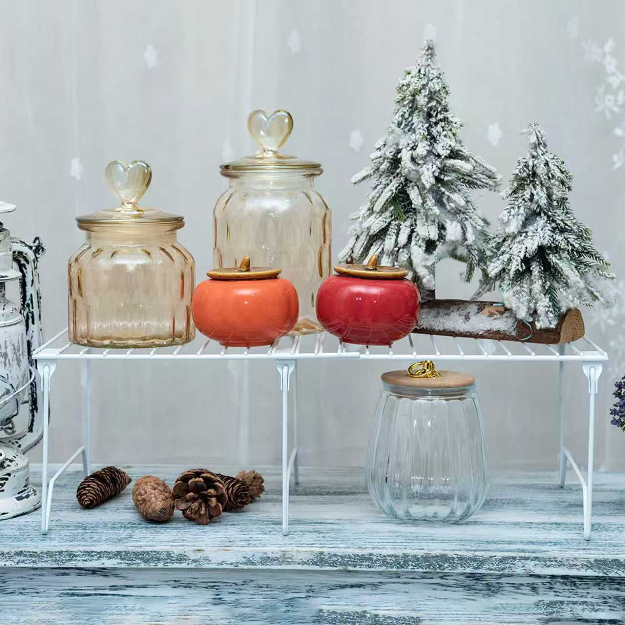 1/2-Piece Set freezer shelf,Stackable Cabinet Organizer Shelves,Foldable Pantry Shelf,Plate, Dish,Rustproof Metal Storage Organizer