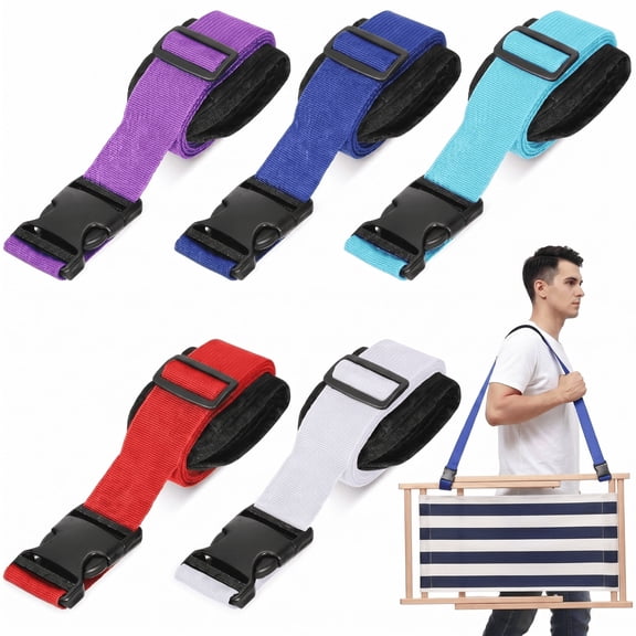 5 Pcs Adjustable Shoulder Carry Straps, Multi-Purpose Sling For Folding Beach Chairs, Mats, Umbrellas & Outdoor Gear